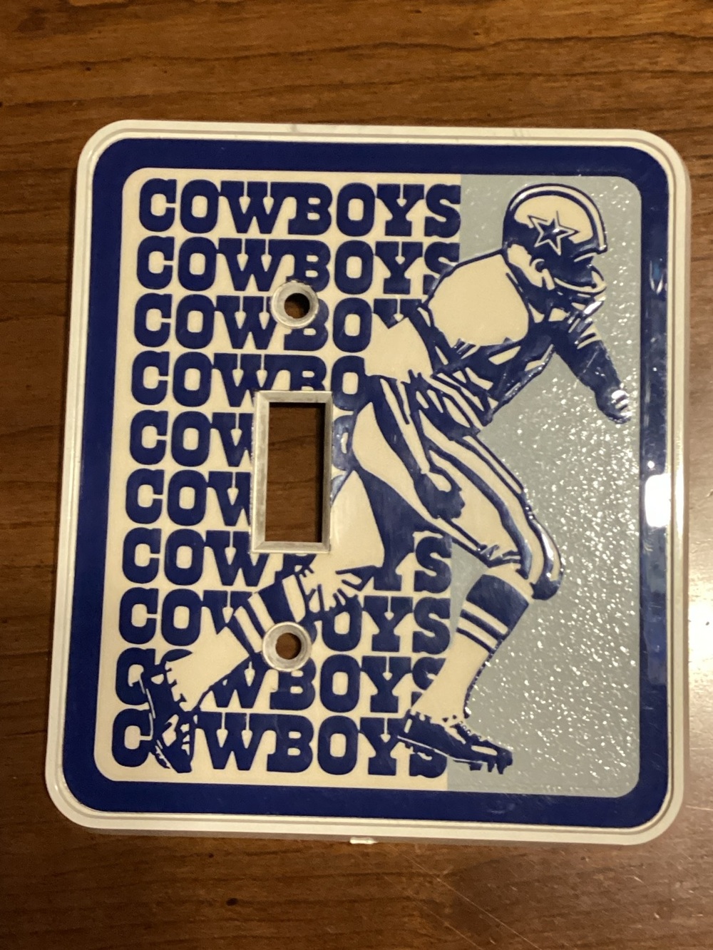 Vintage (1973) Dallas Cowboys Blue & White Decorative Light Switch Cover